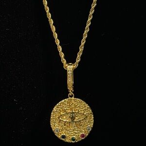 NWOT Genuine gold plated, all seeing eye, evil eye pendant on chain